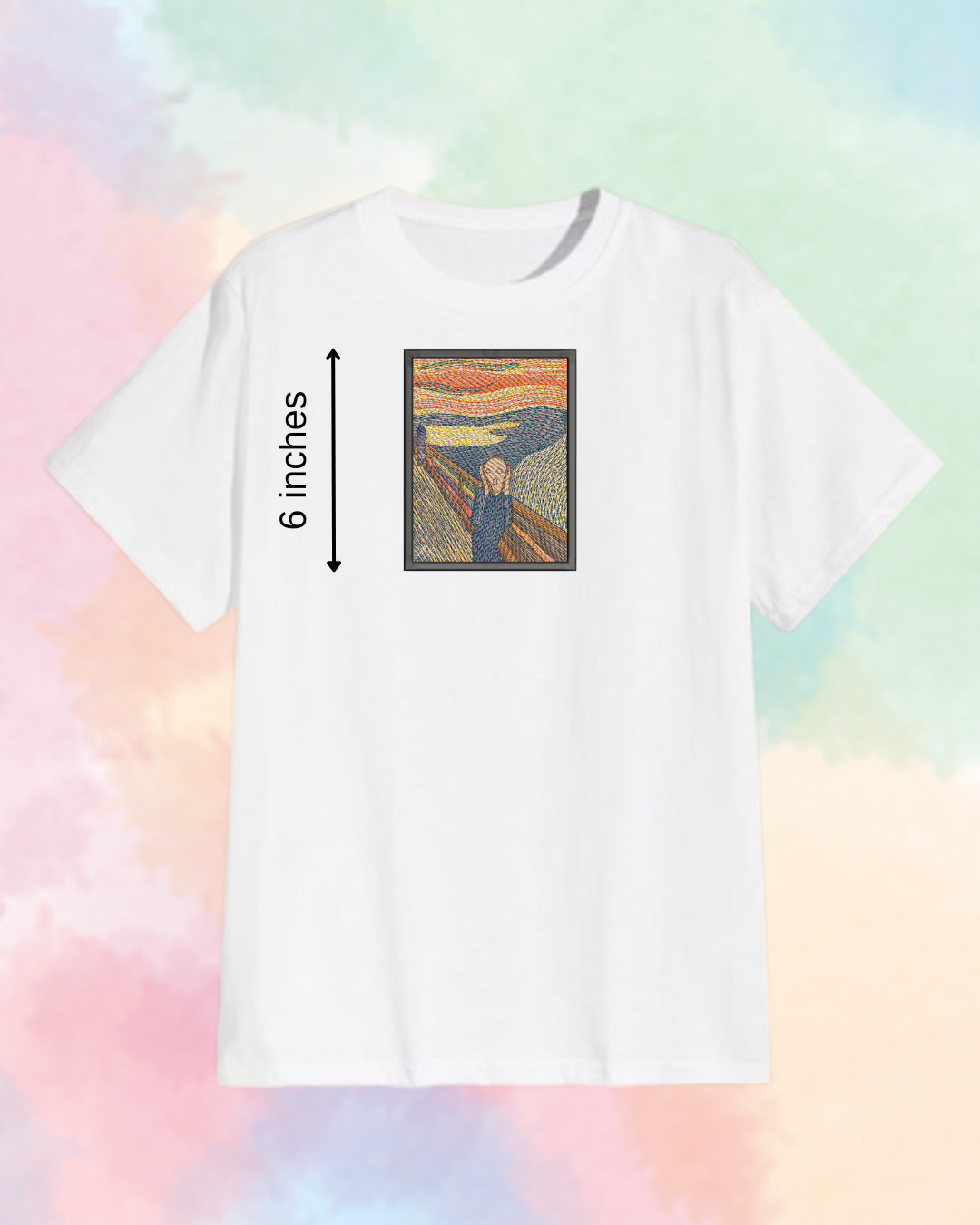 The Scream Painting Embroidered T-Shirt