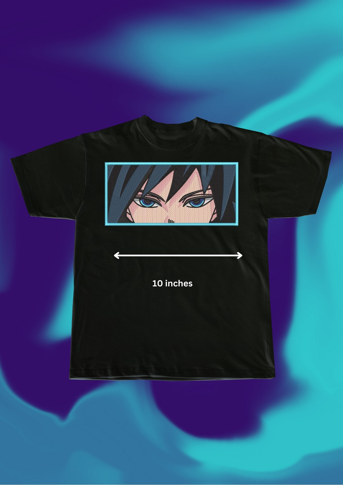 Demon Slayer Giyu Eyes Embroidered T-Shirt - Embroidery Hut