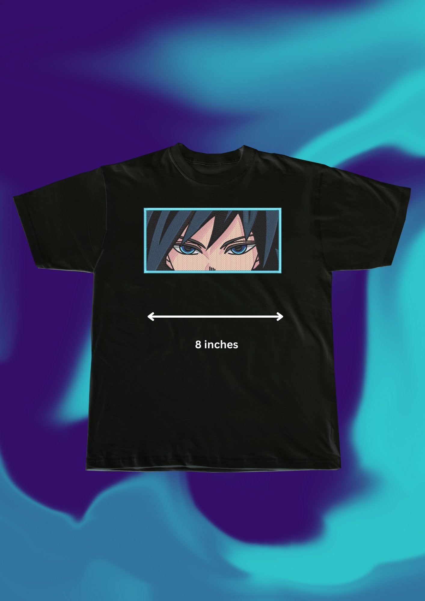 Demon Slayer Giyu Eyes Embroidered T-Shirt - Embroidery Hut
