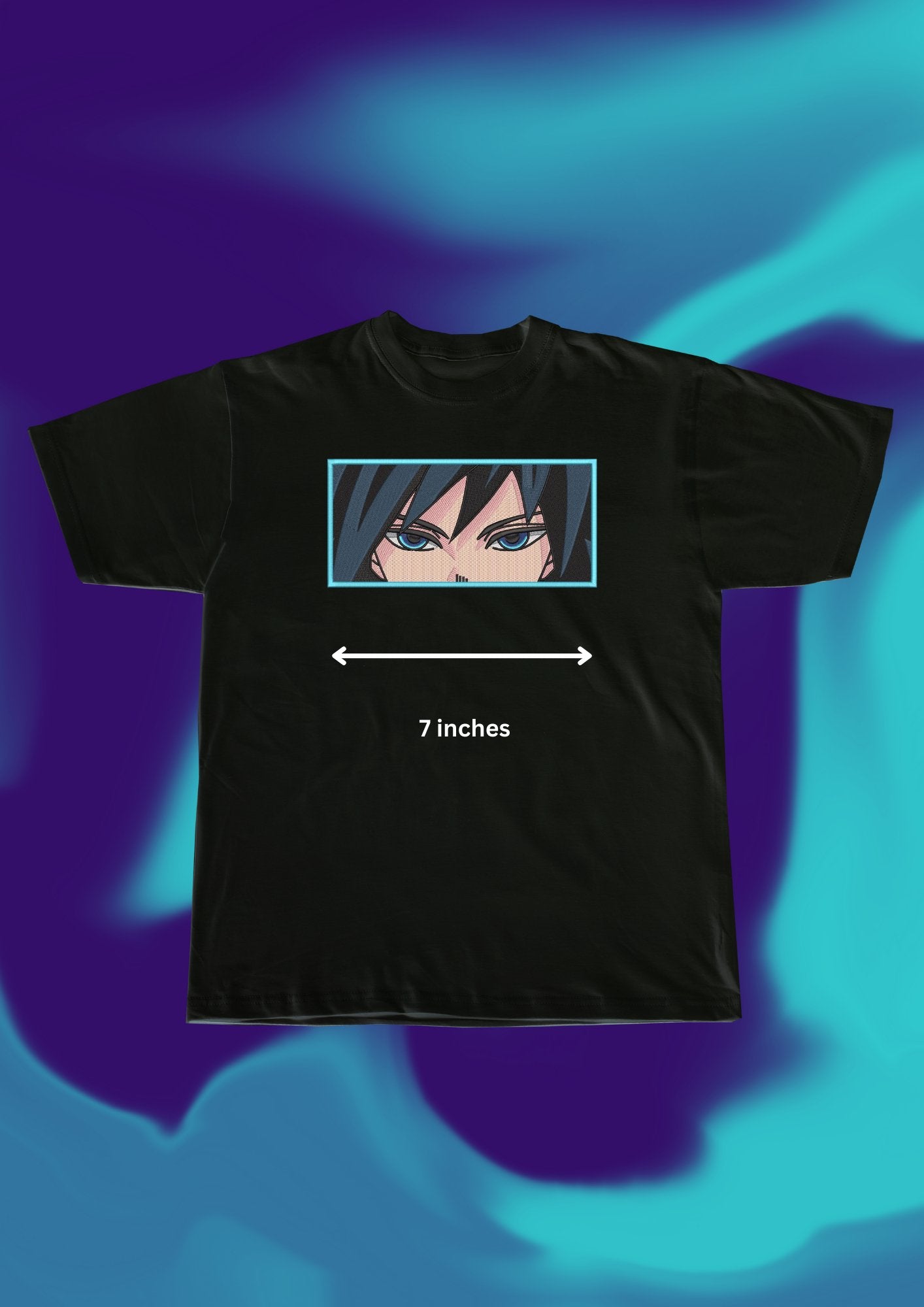 Demon Slayer Giyu Eyes Embroidered T-Shirt - Embroidery Hut
