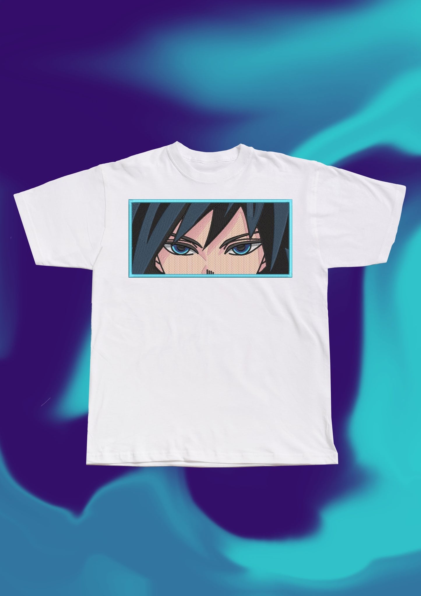 Demon Slayer Giyu Eyes Embroidered T-Shirt - Embroidery Hut