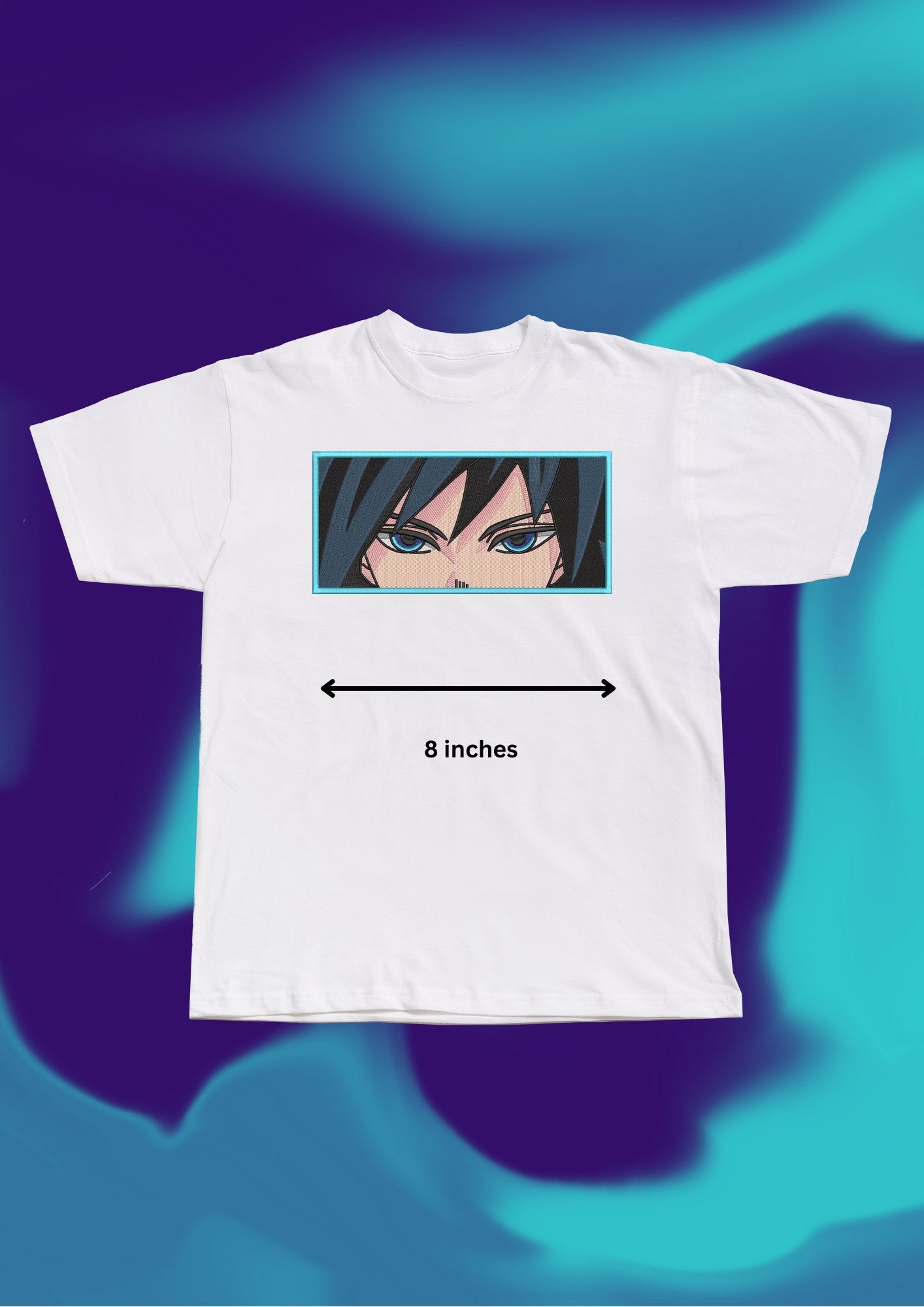 Demon Slayer Giyu Eyes Embroidered T-Shirt - Embroidery Hut