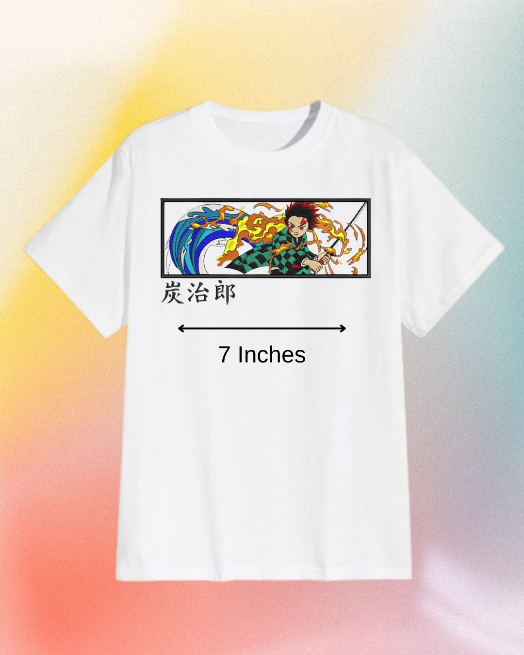 Demon Slayer Tanjiro Embroidered T-Shirt - Embroidery Hut