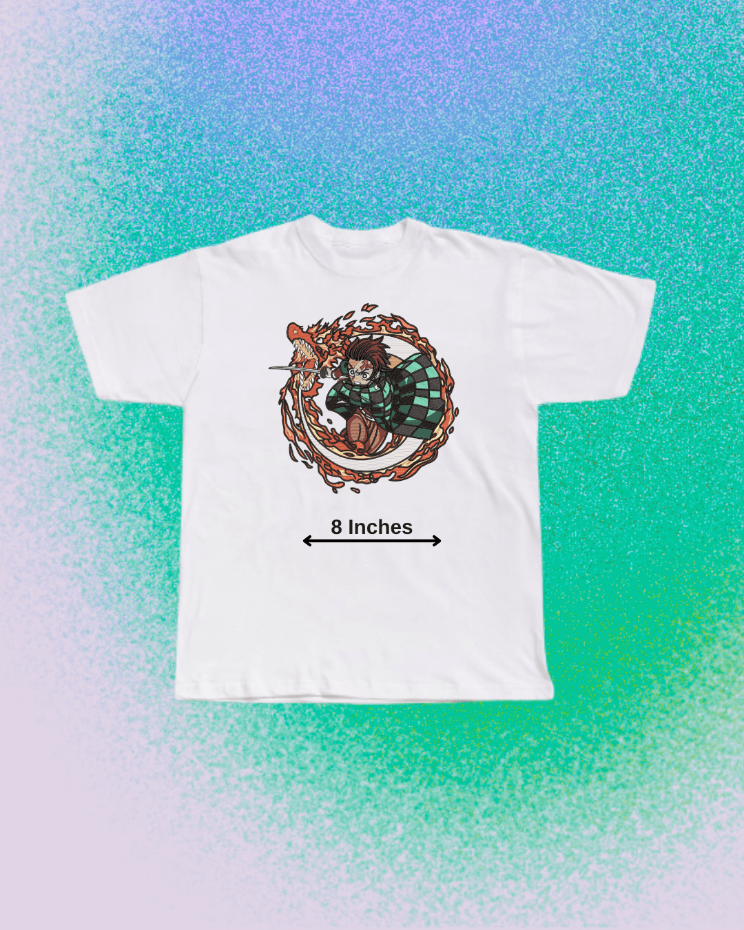 Demon Slayer Tanjiro Sun Breathing Embroidered T-Shirt - Embroidery Hut