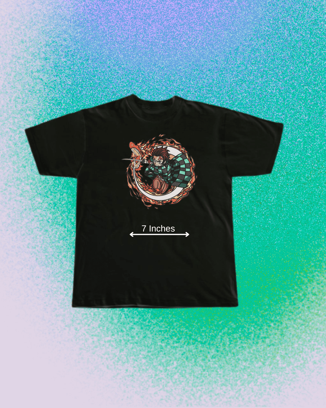 Demon Slayer Tanjiro Sun Breathing Embroidered T-Shirt - Embroidery Hut