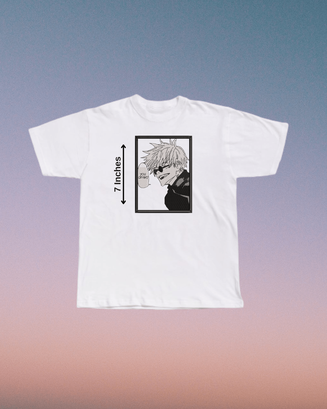 Jujutsu Kaisen Gojo You Cryin? Embroidered T-Shirt - Embroidery Hut