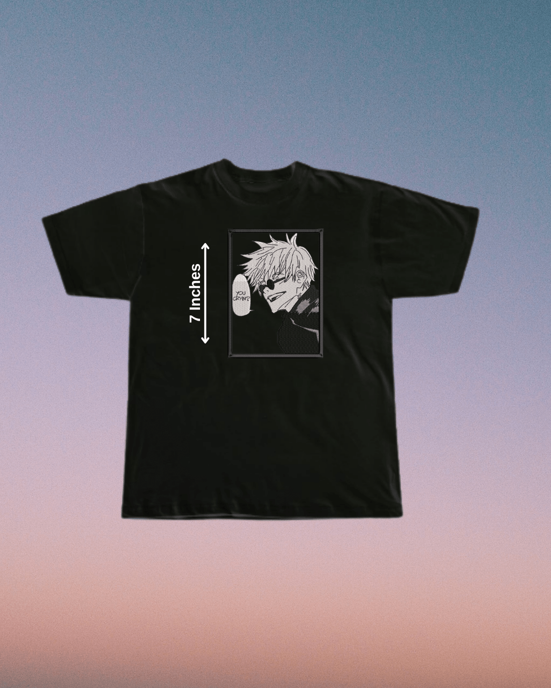 Jujutsu Kaisen Gojo You Cryin? Embroidered T-Shirt - Embroidery Hut