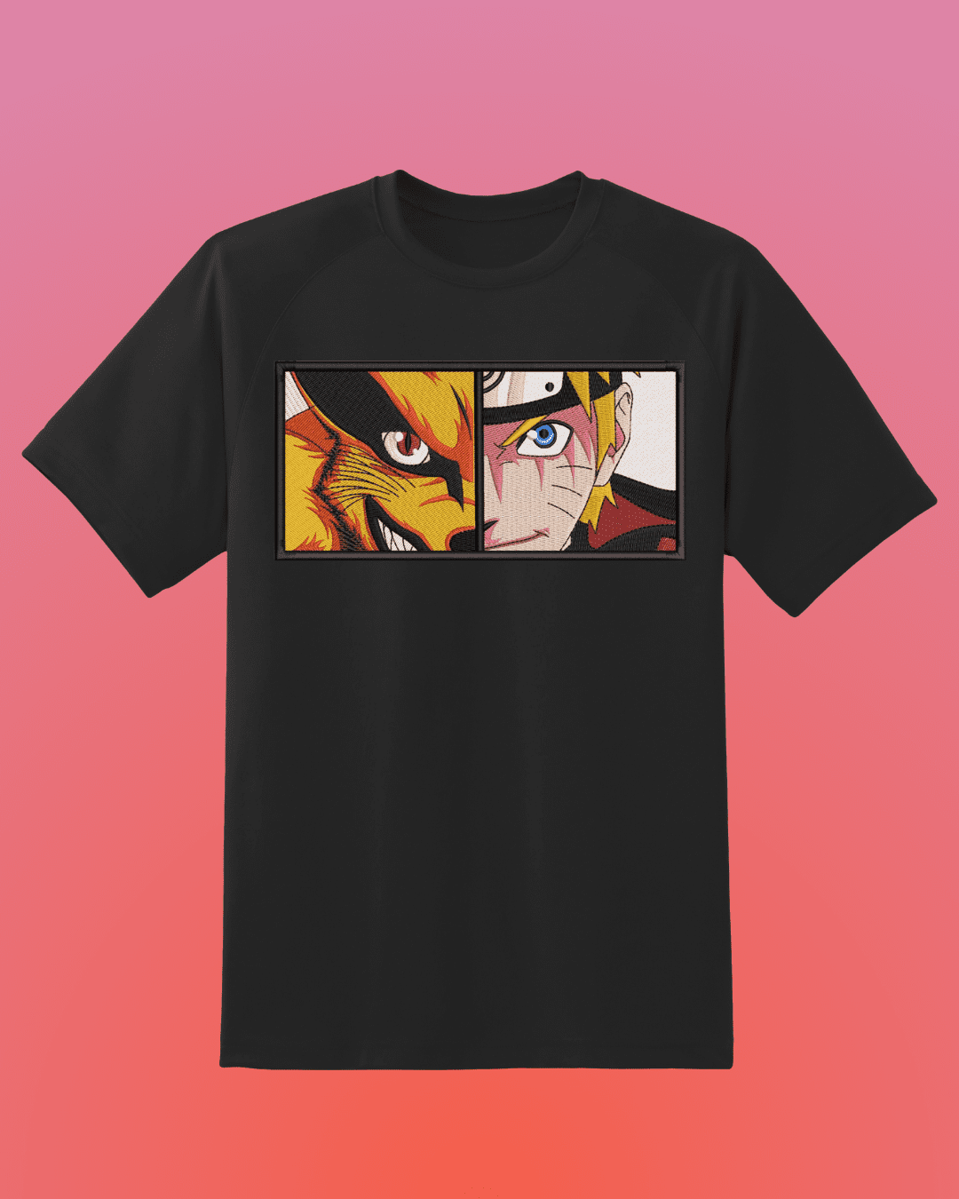 Naruto X Fox Embroidered T-Shirt Black S