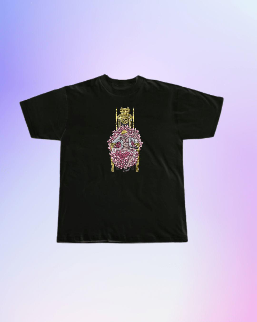 One Piece Doflamingo Throne Embroidered T-Shirt - Embroidery Hut