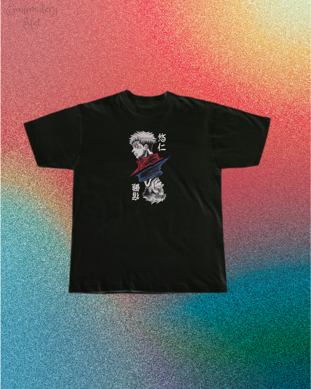Jujutsu Kaisen Itadori and Sukuna Embroidered T-Shirt