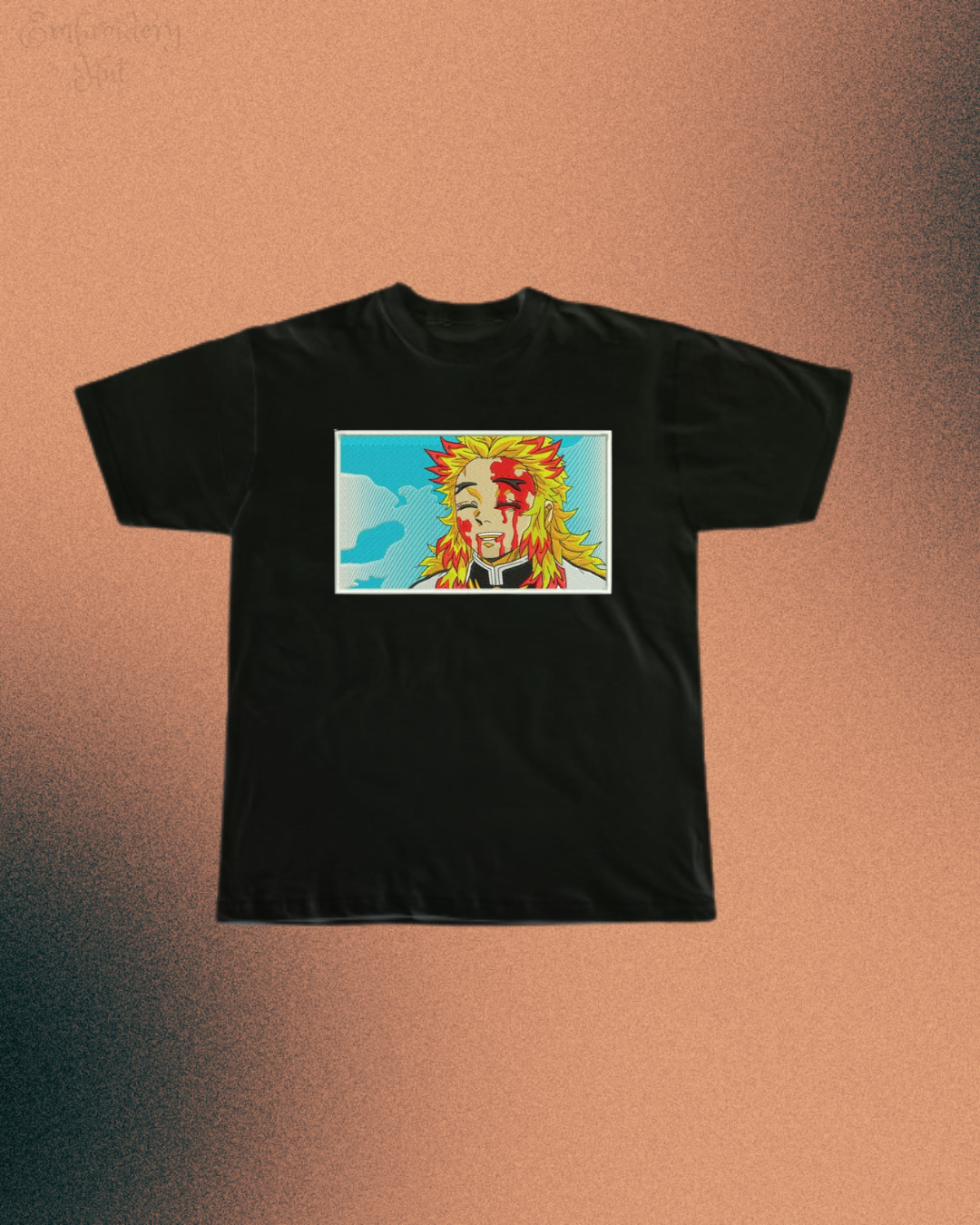 Demon Slayer Rengoku Death Embroidered T-Shirt