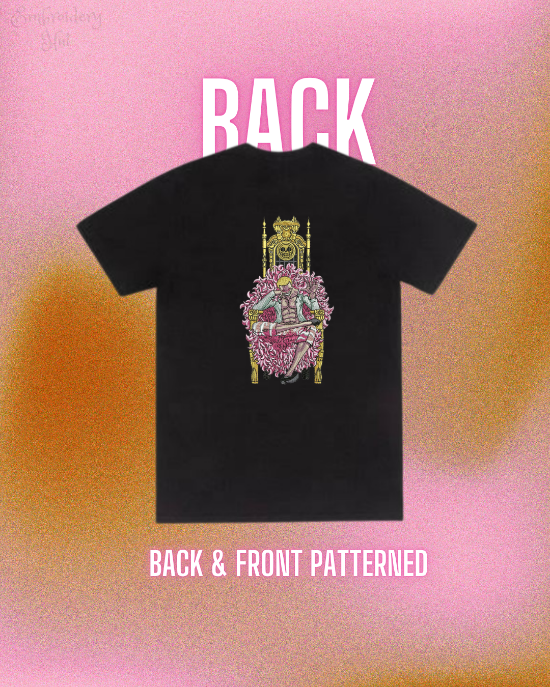 Doflamingo Throne Both Side Embroidered T-Shirt