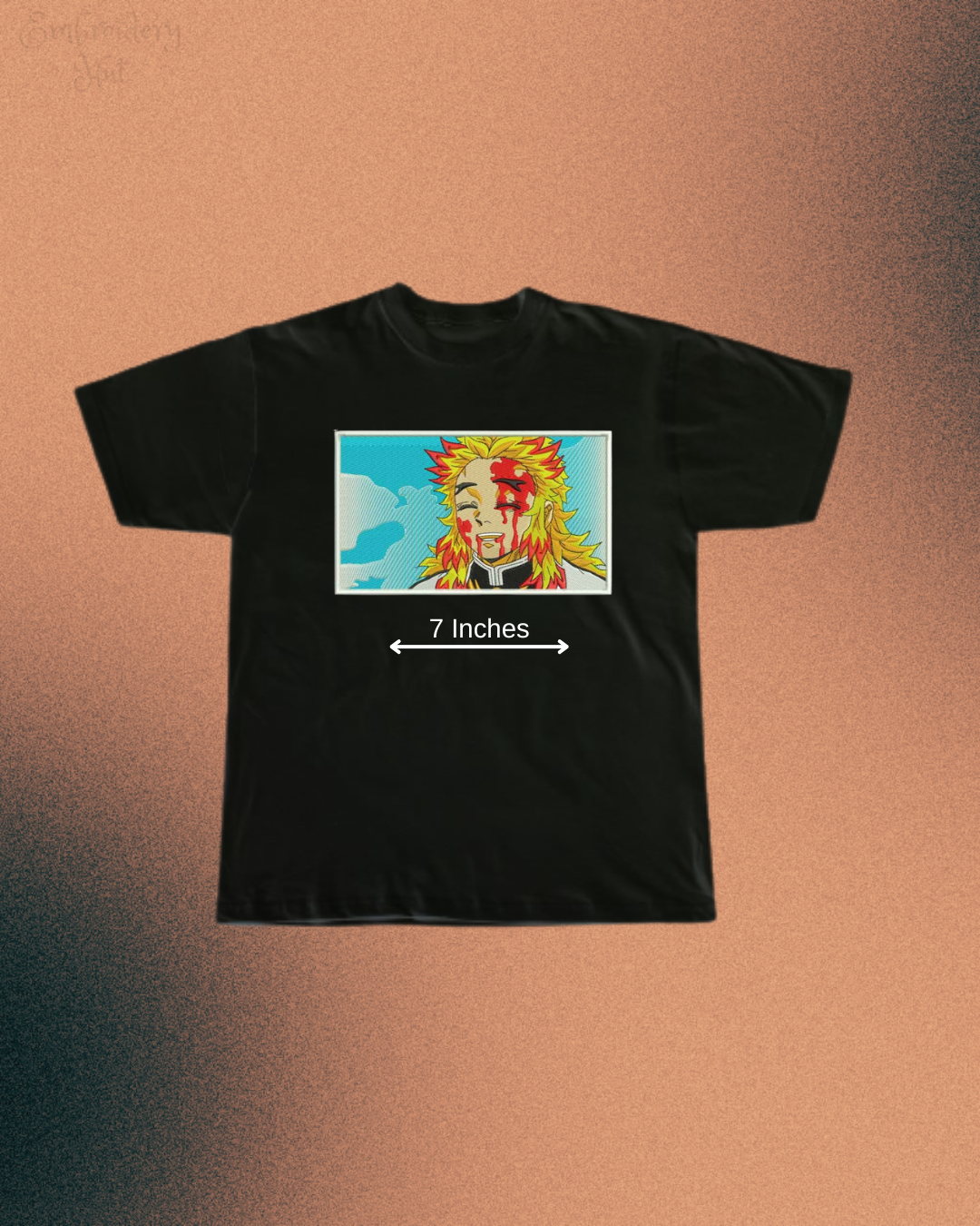 Demon Slayer Rengoku Death Embroidered T-Shirt