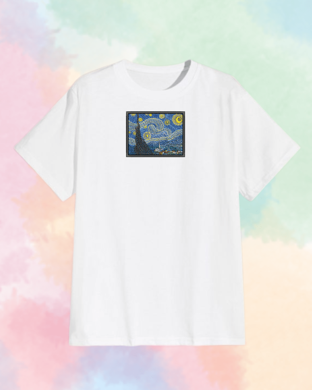 Starry Night Embroidered T-Shirt - Embroidery Hut