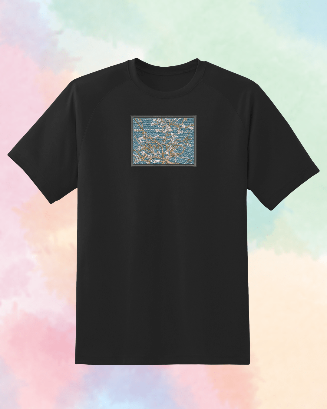 Vincent Van Gogh Almond Blossom Embroidered T-Shirt - Embroidery Hut