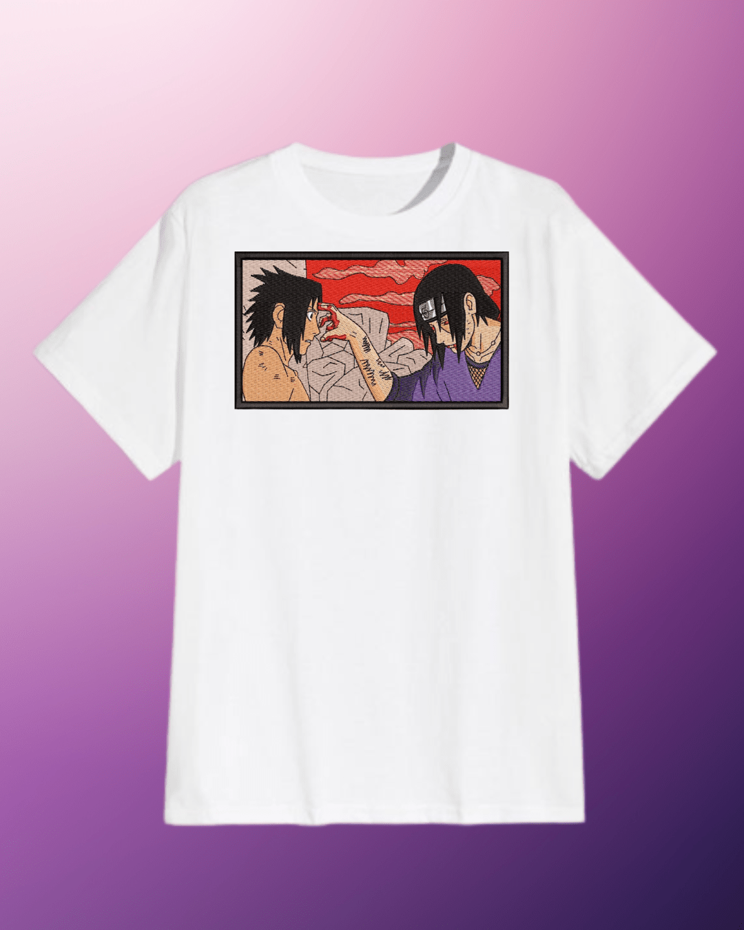 Sasuke x Itachi Embroidered T-Shirt - Embroidery Hut