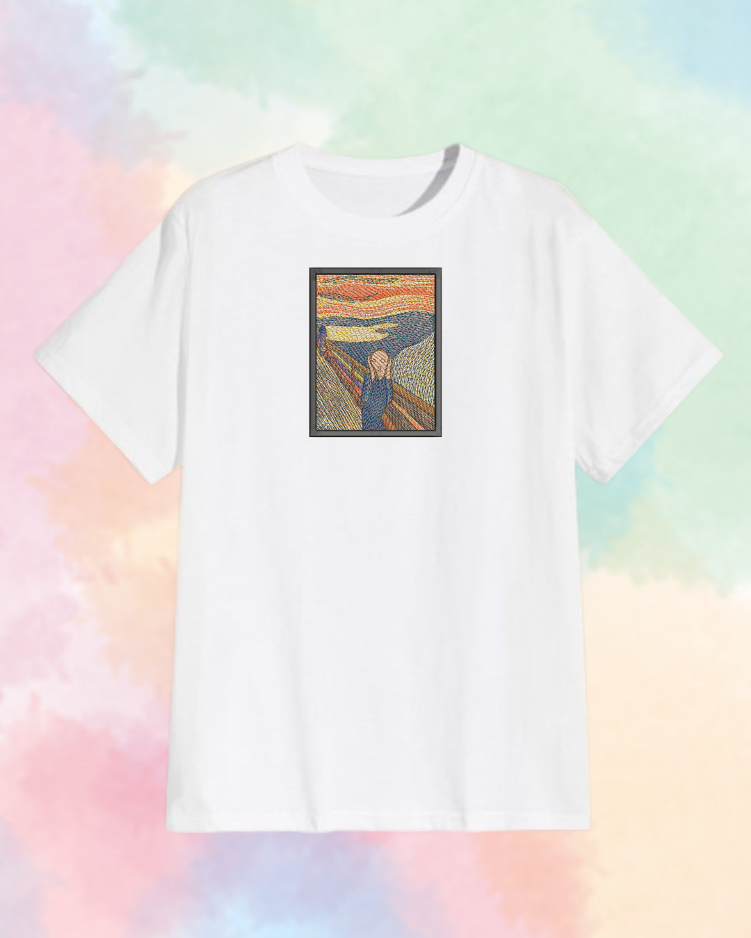 The Scream Painting Embroidered T-Shirt