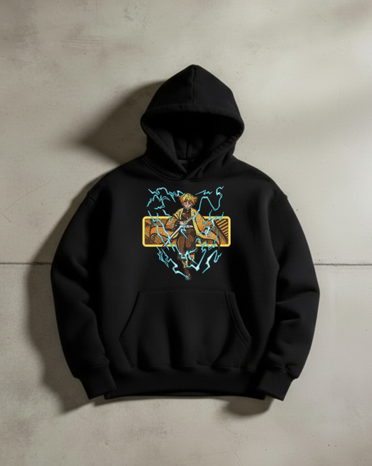 Demon Slayer Zenitsu Agatsuma Thunder Breathing Embroidered Hoodie