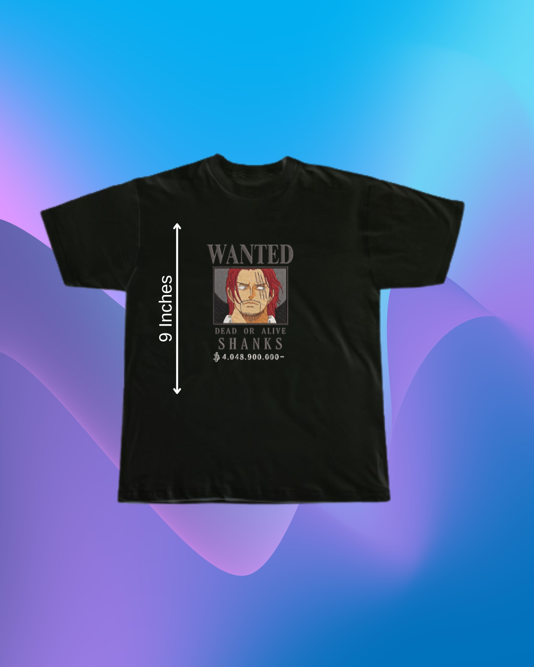 One Piece Shanks Wanted Embroidered T-Shirt