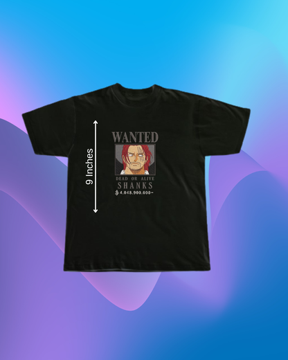 One Piece Shanks Wanted Embroidered T-Shirt