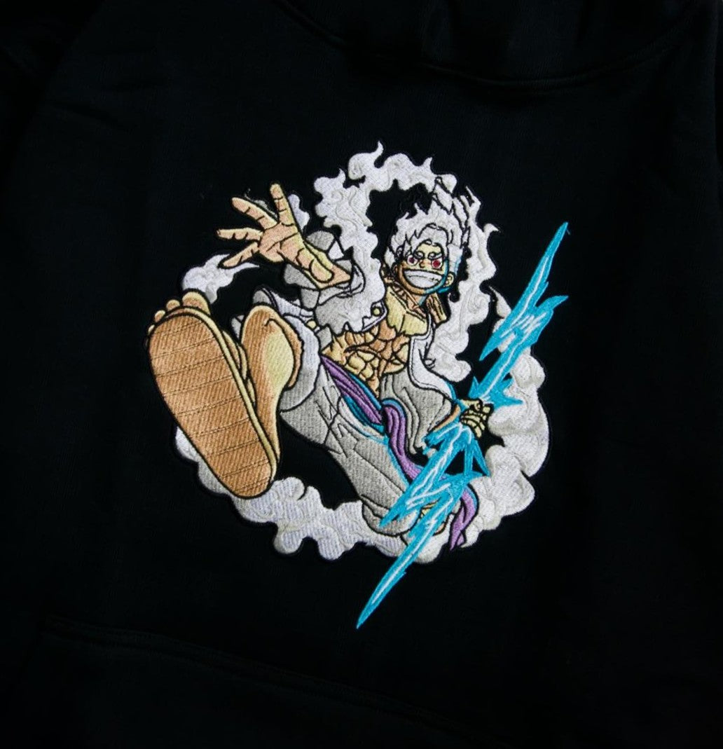 One Piece Luffy "Kaminari" Embroidered Hoodie