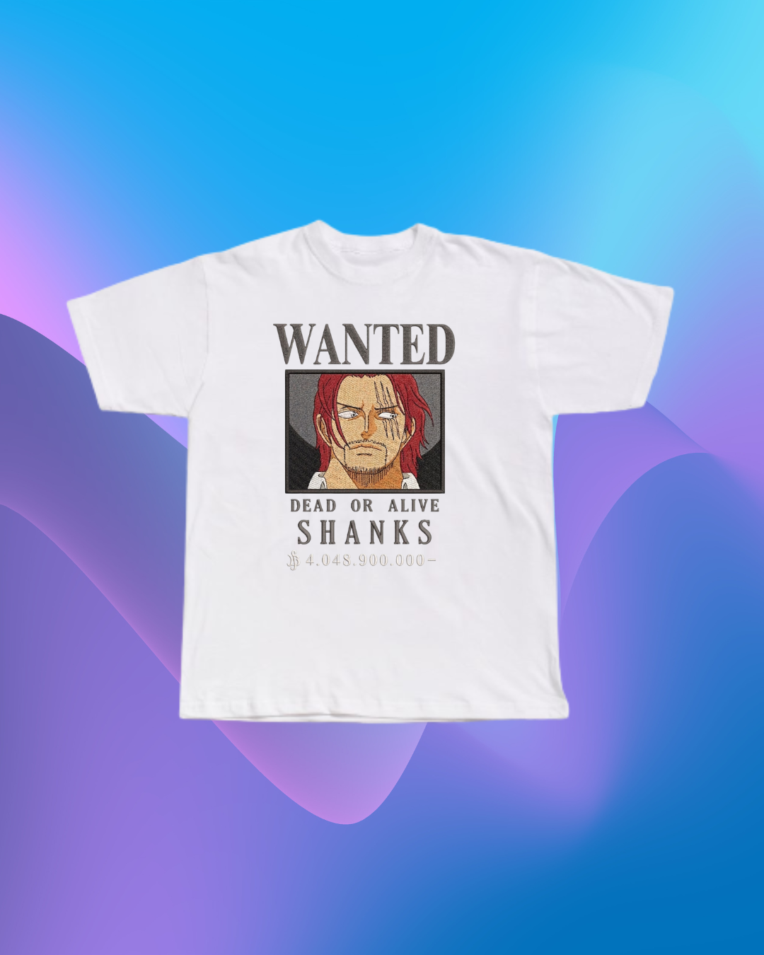 One Piece Shanks Wanted Embroidered T-Shirt