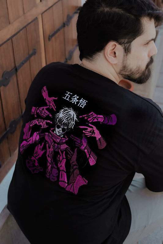 Gojo The Honoured One Both Side  Embroidered Oversized T-Shirt