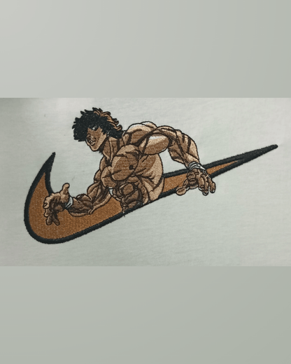 Baki Side Pose Embroidered T-Shirt - Embroidery Hut
