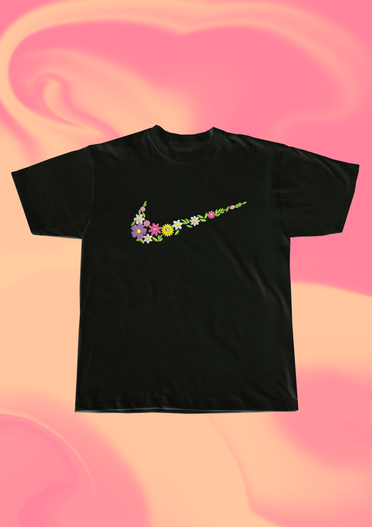 Flower Embroidered T-Shirt - Embroidery Hut