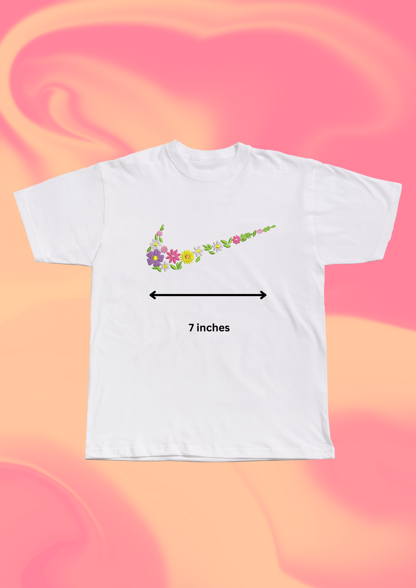 Flower Embroidered T-Shirt - Embroidery Hut