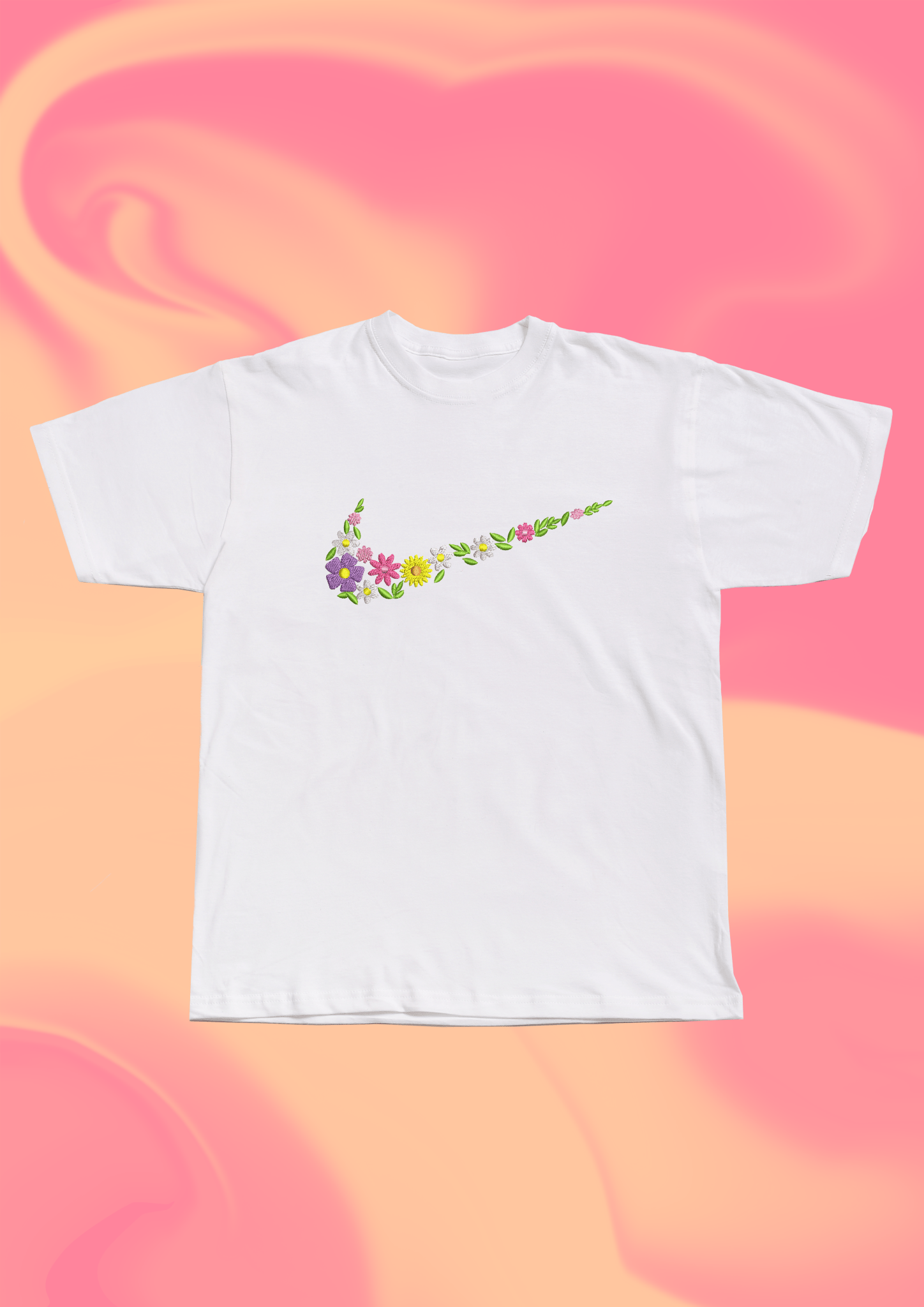 Flower Embroidered T-Shirt - Embroidery Hut