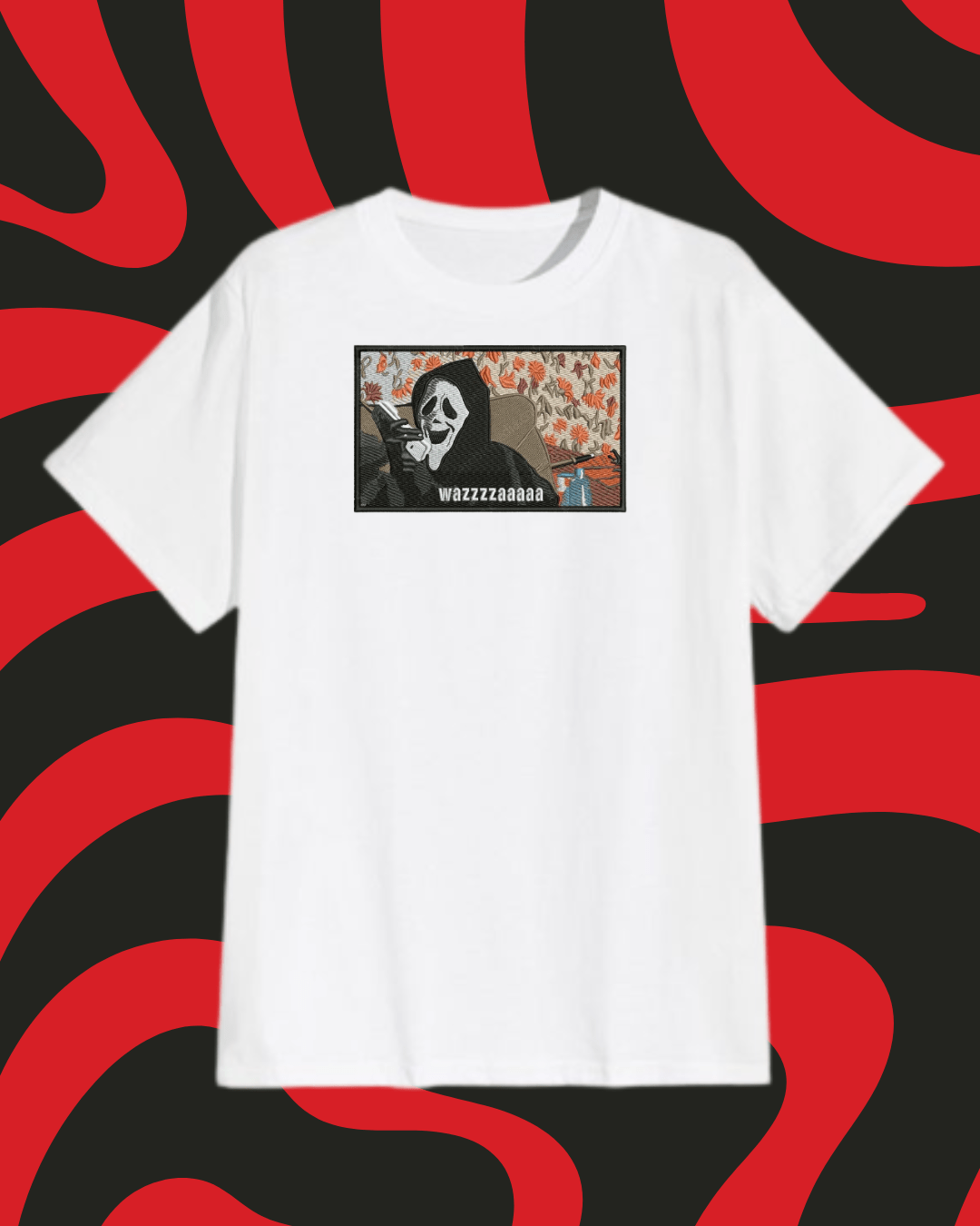 Ghostface Wazaaa Embroidered T-shirt - Embroidery Hut