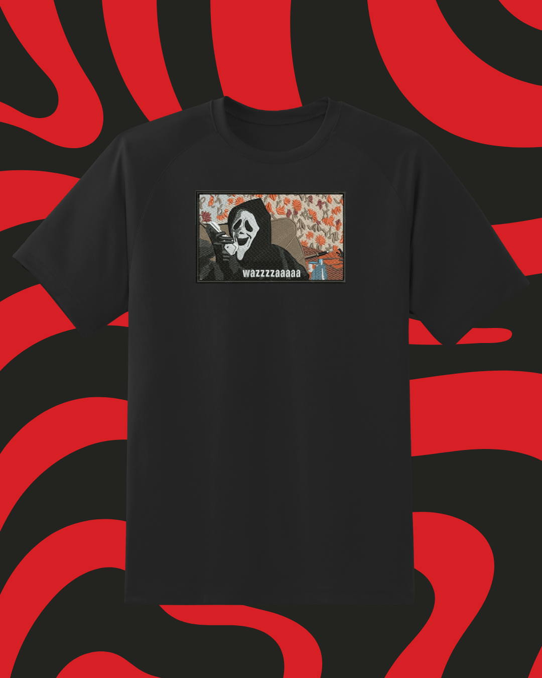 Ghostface Wazaaa Embroidered T-shirt - Embroidery Hut