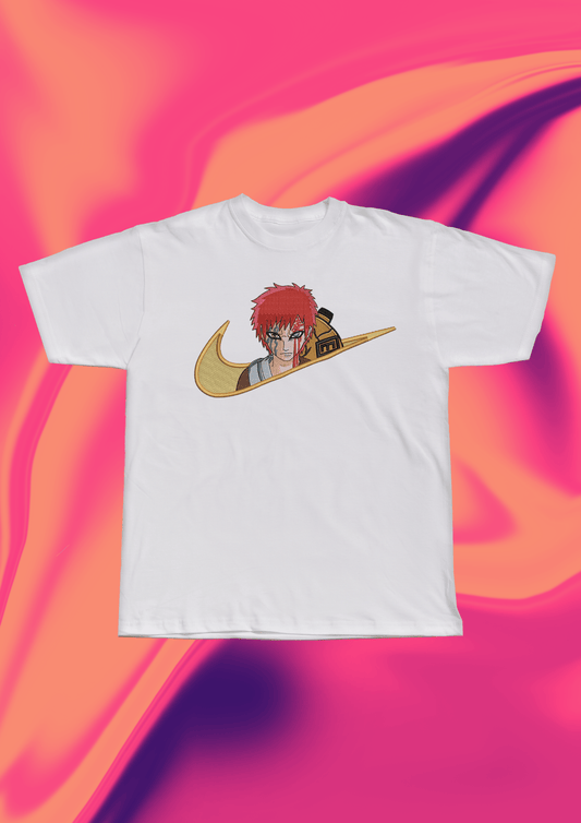 Naruto Gaara Swoosh Embroidered T-Shirt - Embroidery Hut