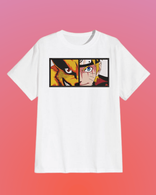 Naruto X Fox Embroidered T-Shirt - Embroidery Hut