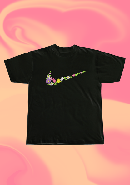 Nike Flower Embroidered T-Shirt - Embroidery Hut