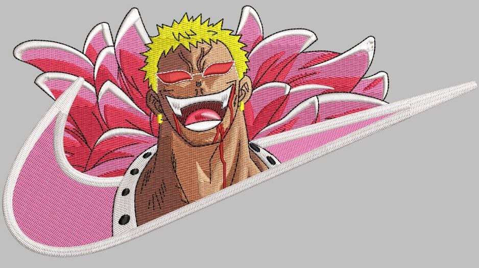 One Piece Doflamingo Embroidered T-Shirt - Embroidery Hut