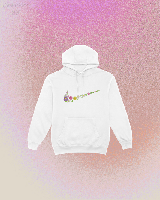 Flower Embroidered Hoodie