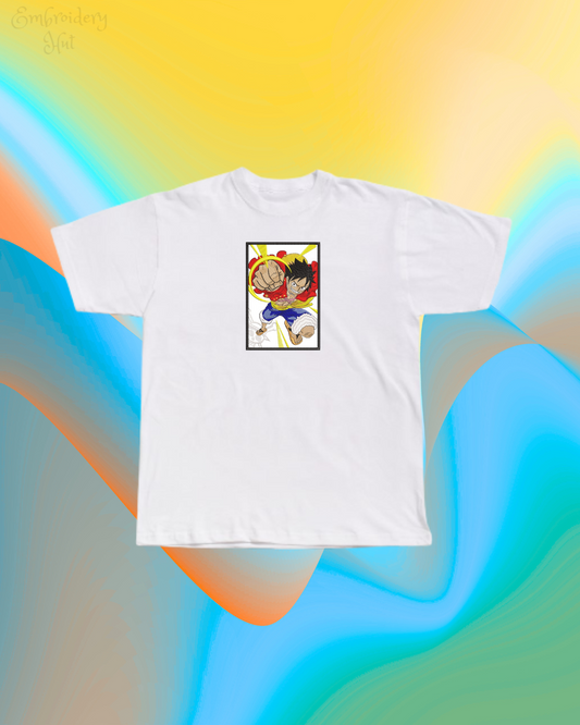 One Piece Luffy Punch Embroidered Tshirt