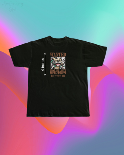 One Piece Luffy Wanted Embroidered T-Shirt