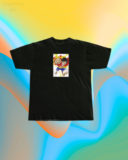 One Piece Luffy Punch Embroidered Tshirt