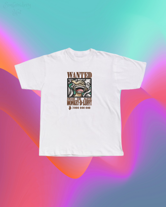 One Piece Luffy Wanted Embroidered T-Shirt