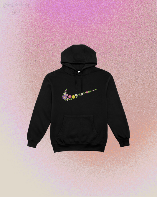 Flower Embroidered Hoodie