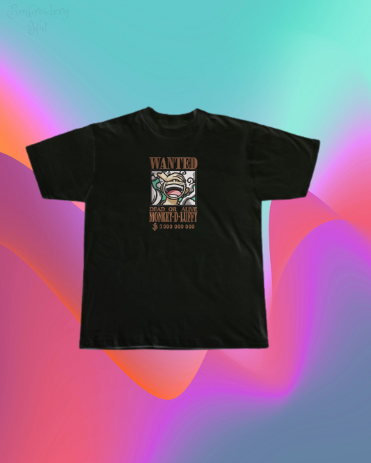 One Piece Luffy Wanted Embroidered T-Shirt