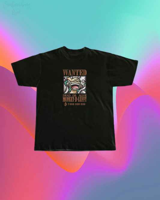 One Piece Luffy Wanted Embroidered T-Shirt