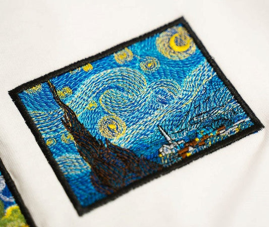 Starry Night Embroidered T-Shirt - Embroidery Hut