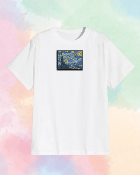 Starry Night Embroidered T-Shirt - Embroidery Hut
