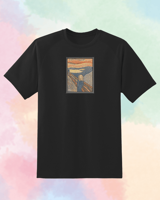 The Scream Painting Embroidered T-Shirt - Embroidery Hut