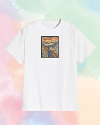 The Scream Painting Embroidered T-Shirt - Embroidery Hut