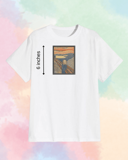 The Scream Painting Embroidered T-Shirt - Embroidery Hut